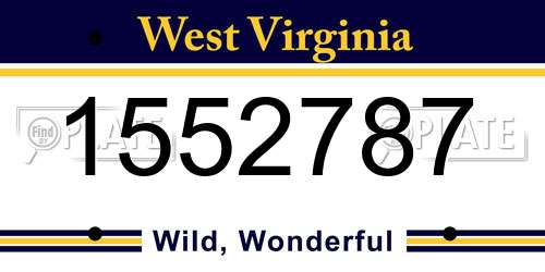 1552787 West Virginia License Plate