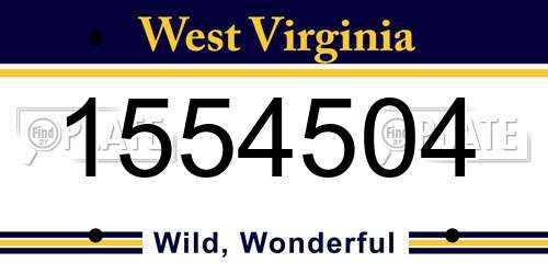 1554504 West Virginia License Plate