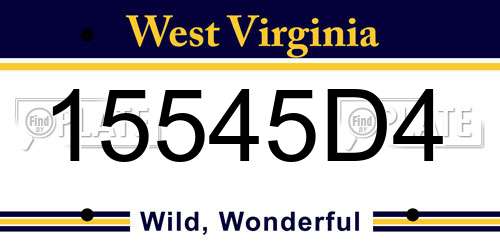 15545D4 West Virginia License Plate