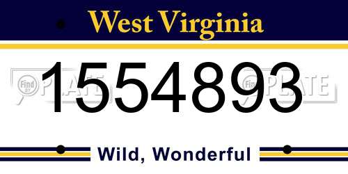 1554893 West Virginia License Plate