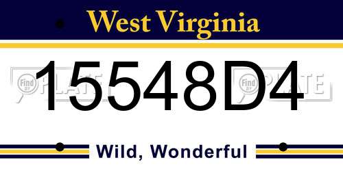 15548D4 West Virginia License Plate