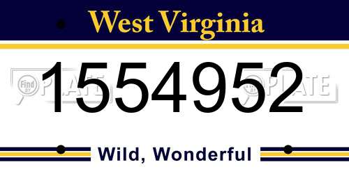 1554952 West Virginia License Plate