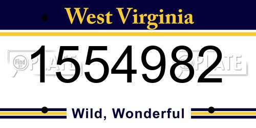 1554982 West Virginia License Plate