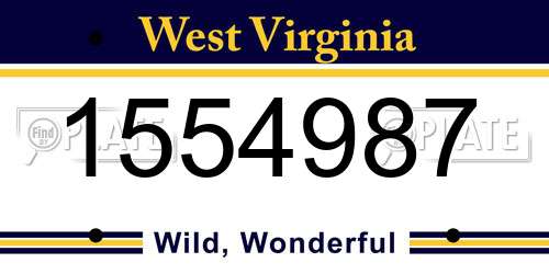 1554987 West Virginia License Plate