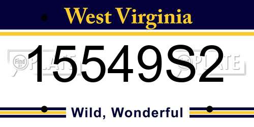 15549S2 West Virginia License Plate
