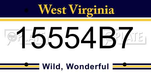 15554B7 West Virginia License Plate