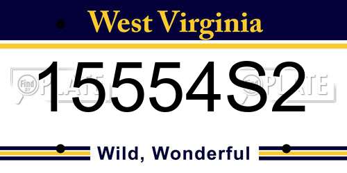 15554S2 West Virginia License Plate