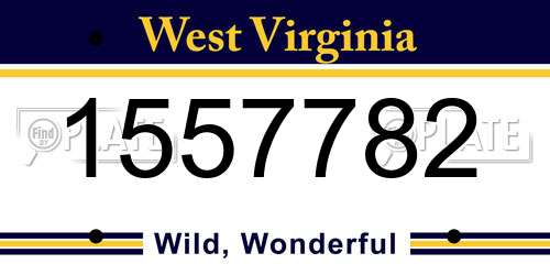 1557782 West Virginia License Plate