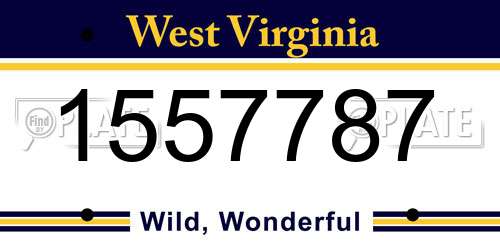 1557787 West Virginia License Plate
