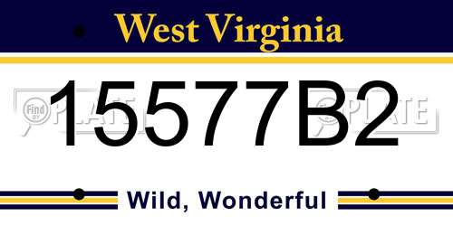 15577B2 West Virginia License Plate