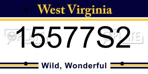 15577S2 West Virginia License Plate