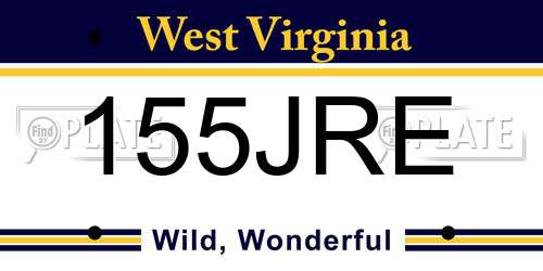 155JRE West Virginia License Plate