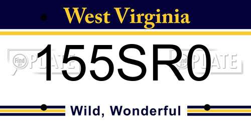 155SR0 West Virginia License Plate