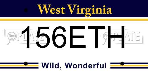 156ETH West Virginia License Plate
