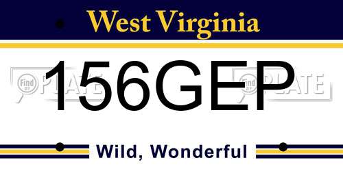 156GEP West Virginia License Plate