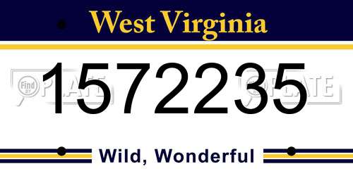 1572235 West Virginia License Plate