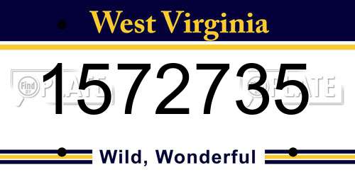 1572735 West Virginia License Plate