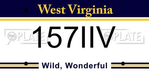 157IIV West Virginia License Plate