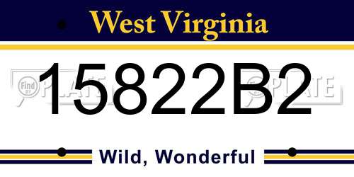 15822B2 West Virginia License Plate