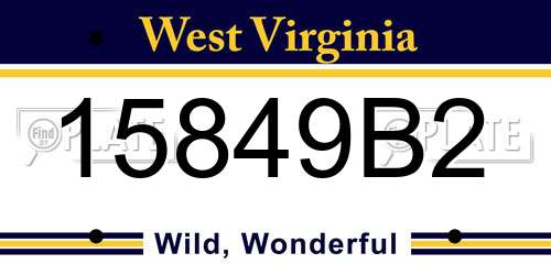15849B2 West Virginia License Plate