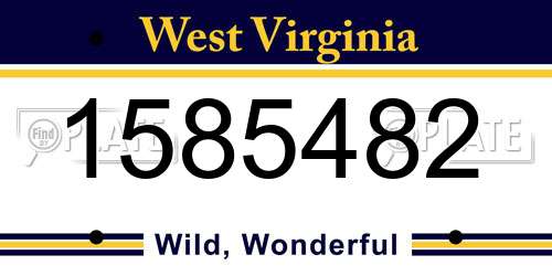 1585482 West Virginia License Plate