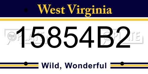 15854B2 West Virginia License Plate