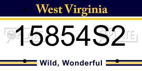 15854S2 West Virginia License Plate