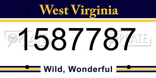 1587787 West Virginia License Plate