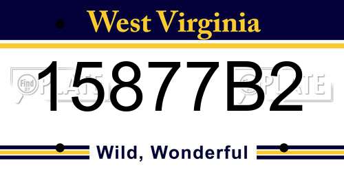 15877B2 West Virginia License Plate