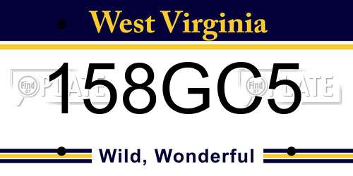 158GC5 West Virginia License Plate