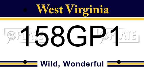 158GP1 West Virginia License Plate