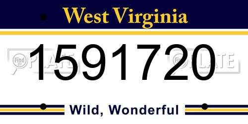 1591720 West Virginia License Plate