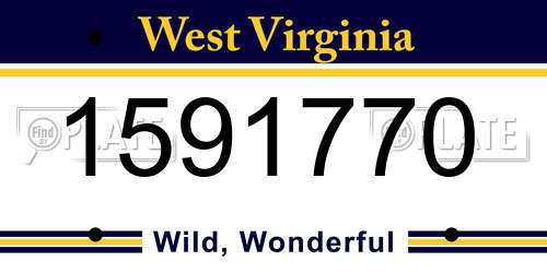 1591770 West Virginia License Plate