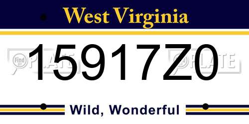 15917Z0 West Virginia License Plate