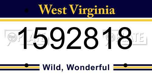 1592818 West Virginia License Plate