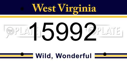 15992 West Virginia License Plate