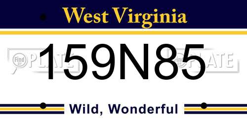 159N85 West Virginia License Plate