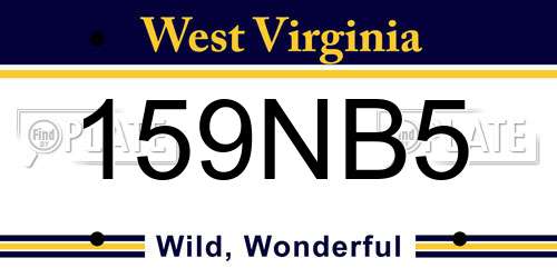 159NB5 West Virginia License Plate
