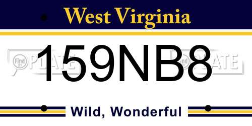 159NB8 West Virginia License Plate