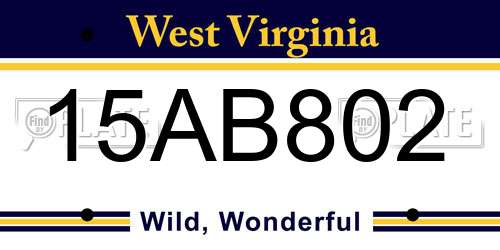 15AB802 West Virginia License Plate