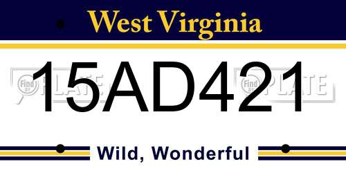 15AD421 West Virginia License Plate