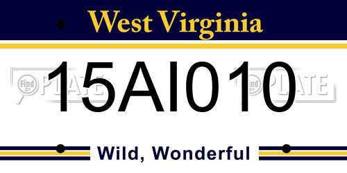 15AI010 West Virginia License Plate