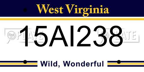 15AI238 West Virginia License Plate