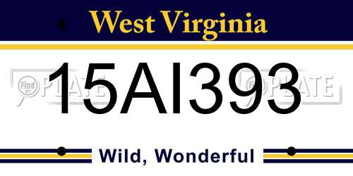 15AI393 West Virginia License Plate