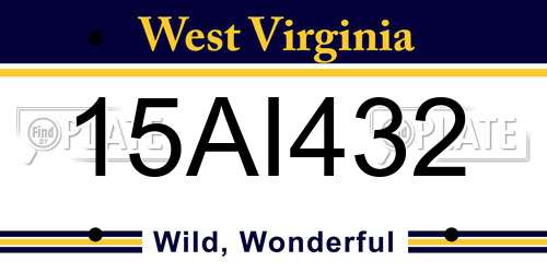 15AI432 West Virginia License Plate