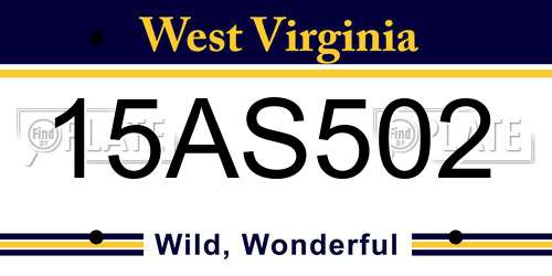 15AS502 West Virginia License Plate
