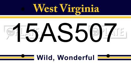 15AS507 West Virginia License Plate