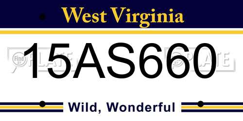 15AS660 West Virginia License Plate