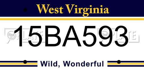 15BA593 West Virginia License Plate