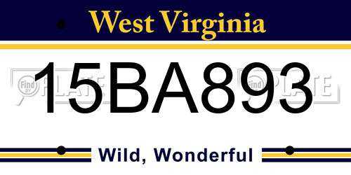 15BA893 West Virginia License Plate